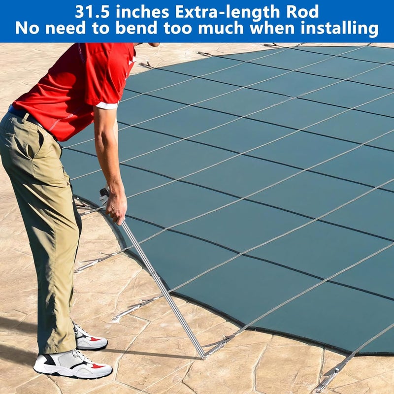 UQM 31-1/2 inch Pool Cover Tool, 2 Pack Pool Cover Installation Tool，Swimming Pool Safety Cover Installation and Removal Rod Tool, Suitable for All Standard Pool Cover Anchors - Image 5